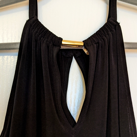 Michael Kors Jet Black Halter Top with gold embellishment. Size Medium. - Picture 3 of 6